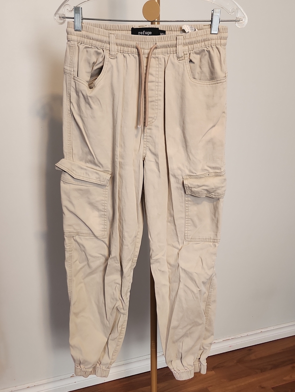 refuge Khaki Cargo Jogger Pants with Utility Pockets